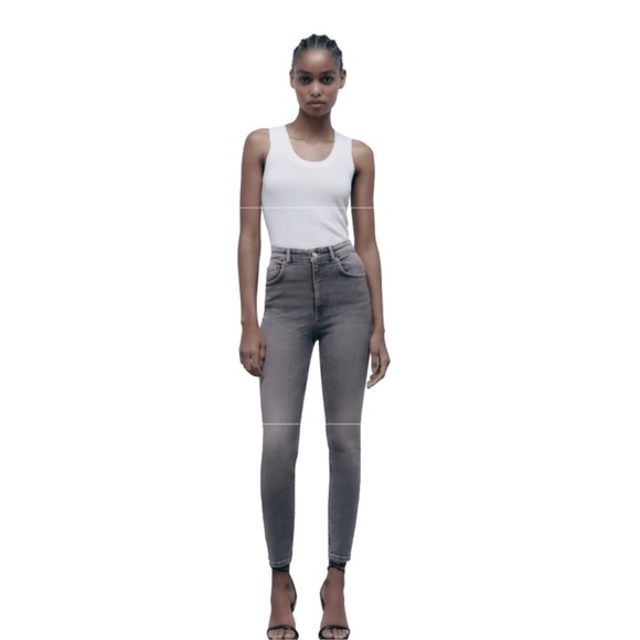 ZARA Extra High Waist Skinny Jeans Size US 4 Gray Color - Picture 1 of 14
